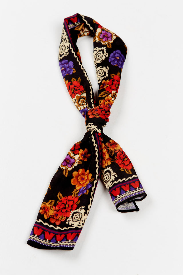 FLORAL FICTION SCARF SMALL BLACK