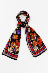 FLORAL FICTION SCARF SMALL BLACK