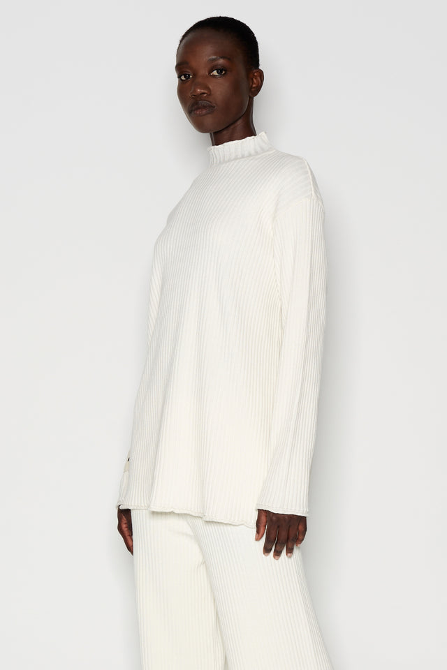 TAGLINES KNITTED BLOUSE OFF WHITE