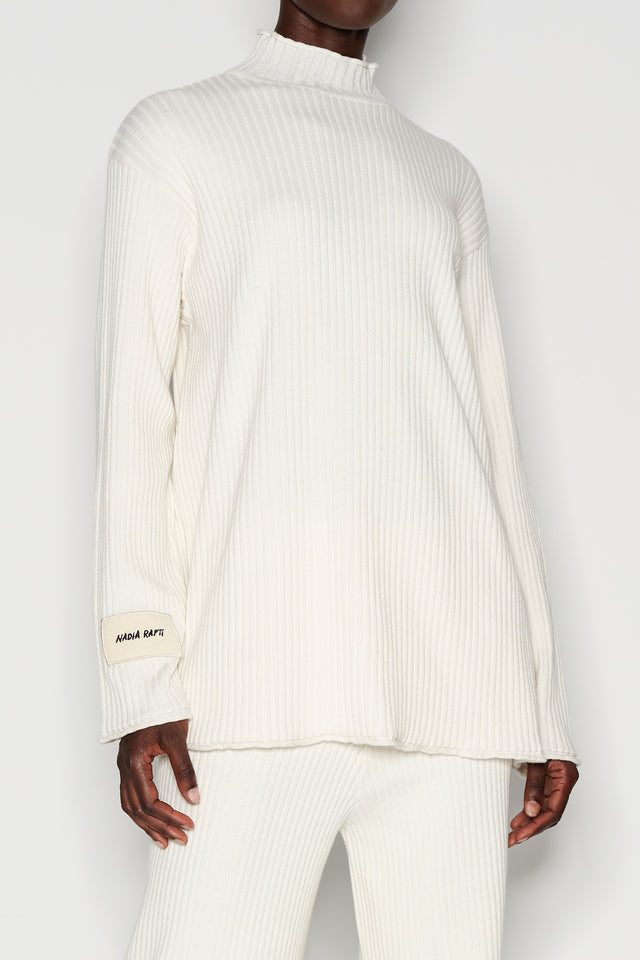 TAGLINES KNITTED BLOUSE OFF WHITE