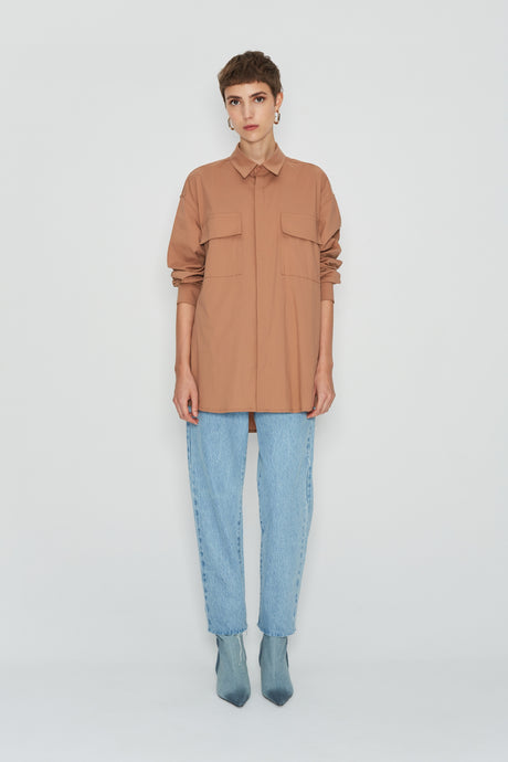 NATURAL CANVAS SHIRT BROW