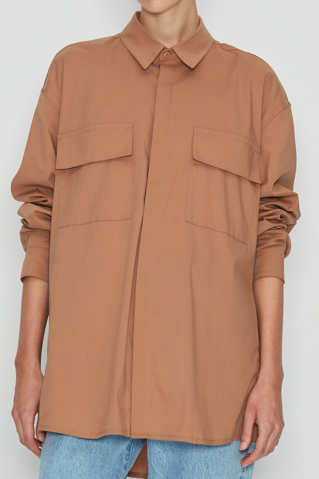 NATURAL CANVAS SHIRT BROW