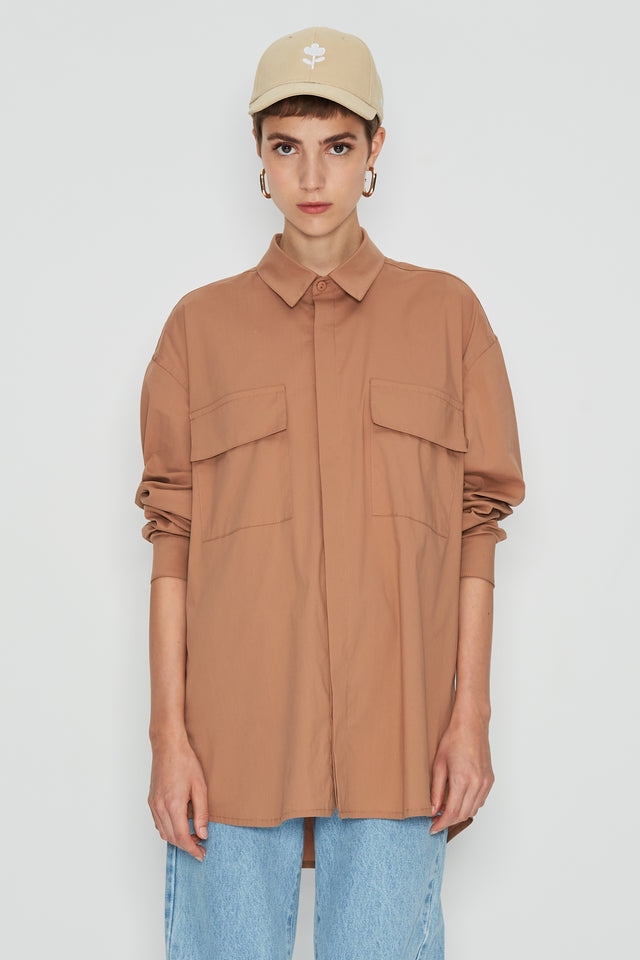 NATURAL CANVAS SHIRT BROW