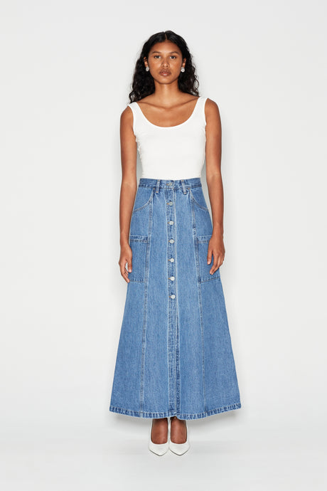 DENIM CREW SKIRT BLUE