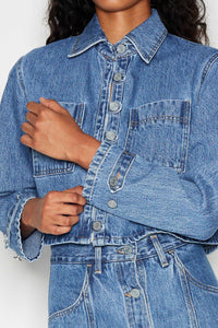 DENIM CREW CROP JACKET BLUE