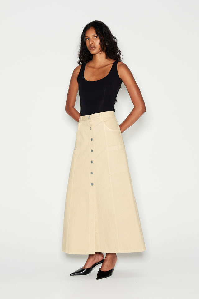 DENIM CREW SKIRT BEIGE