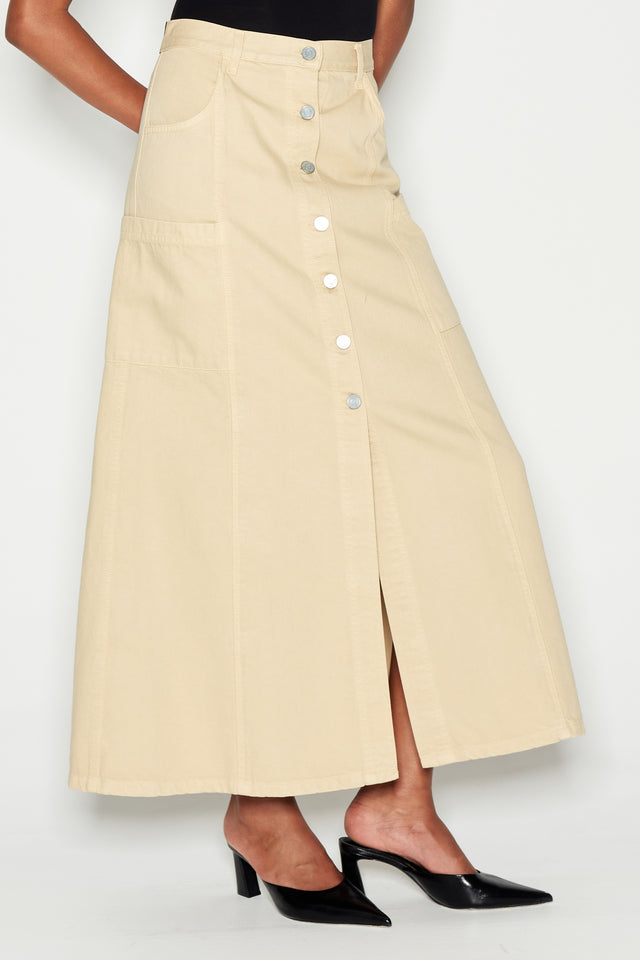 DENIM CREW SKIRT BEIGE