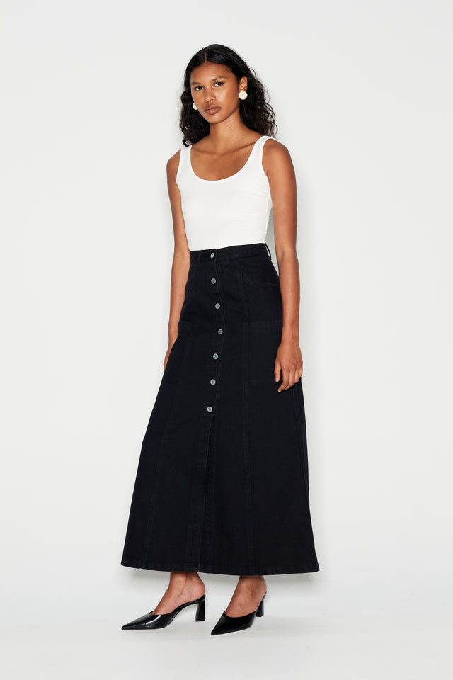 DENIM CREW SKIRT BLACK