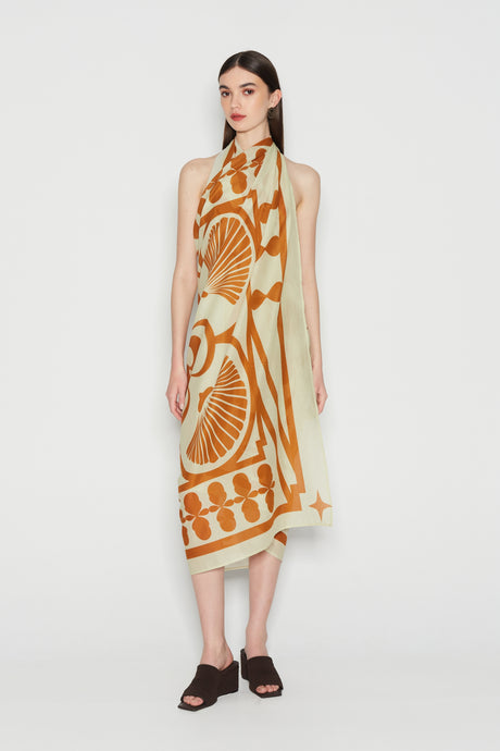 SHELL IN LOVE SARONG BROWN/WHITE