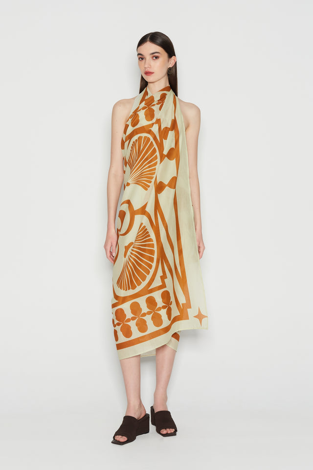 SHELL IN LOVE SARONG BROWN/WHITE