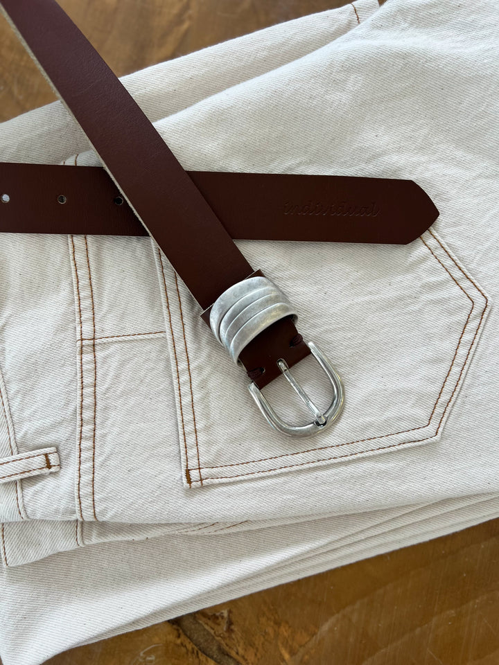 "MINIMAL" BROWN NICKEL BELT