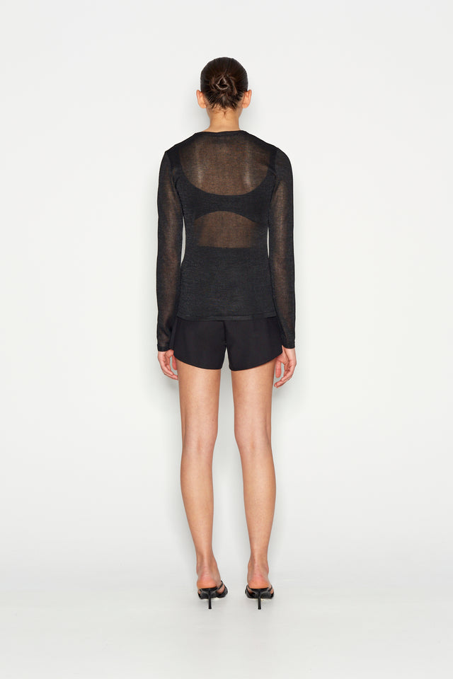 ATLAS KNITTED BLOUSE LONG SLEEVE BLACK