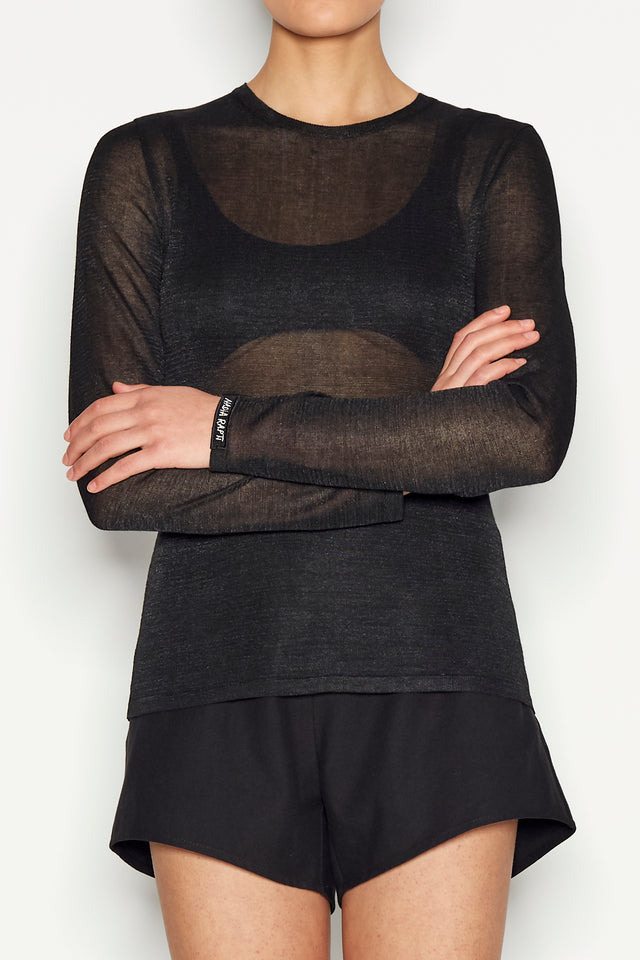 ATLAS KNITTED BLOUSE LONG SLEEVE BLACK