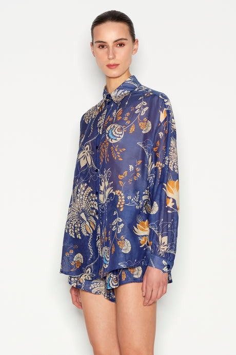 CUBAN LONG SLEEVE SHIRT BLUE