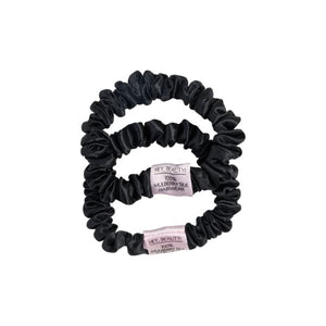 Two Pack Set in Black – 100% Silk Scrunchies