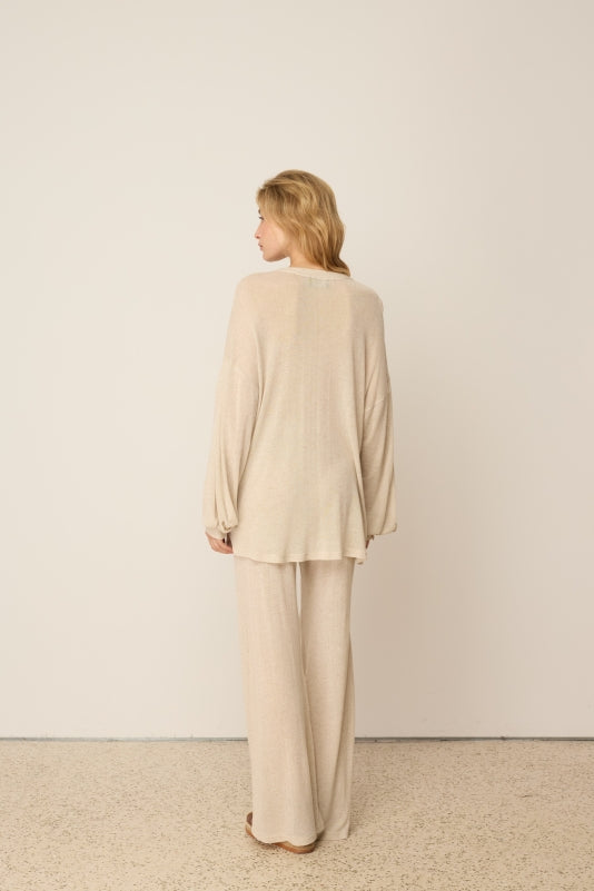 KNIT LINEN PANTS BEIGE