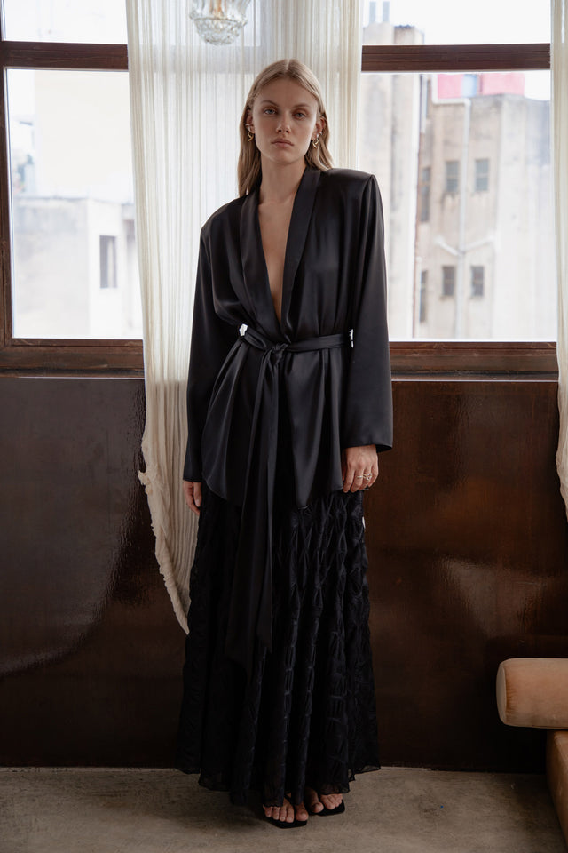 RHIA BLAZER SATIN BLACK