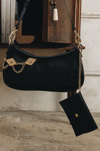 "RUSHMERE" BLACK GOLD SHOULDER BAG