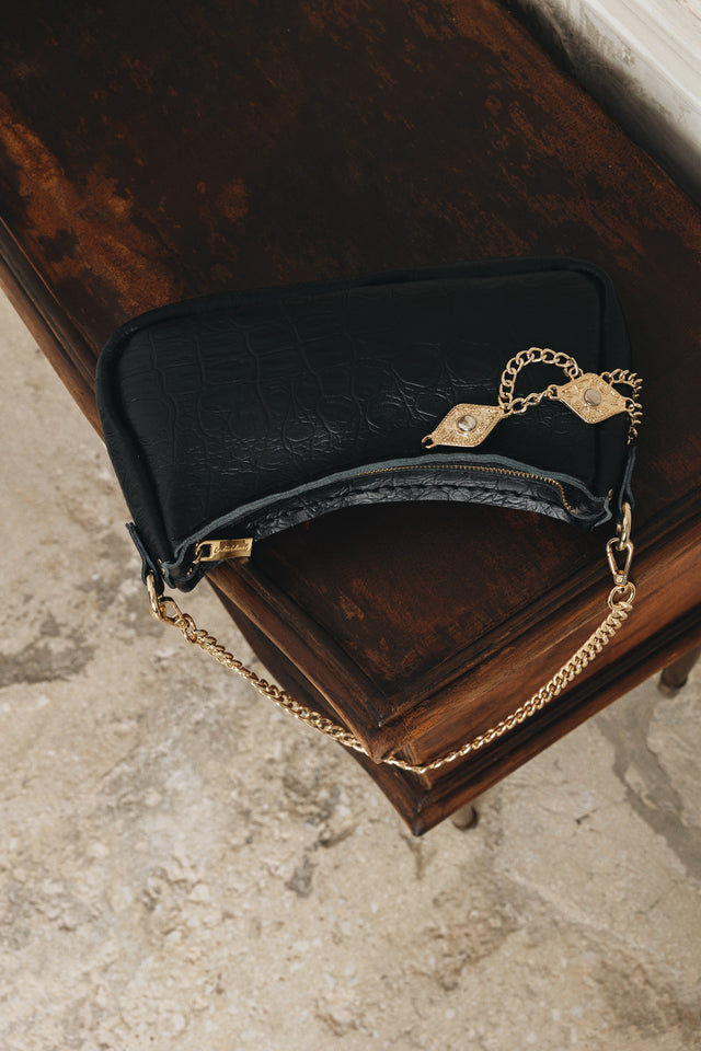 "RUSHMERE" BLACK GOLD SHOULDER BAG