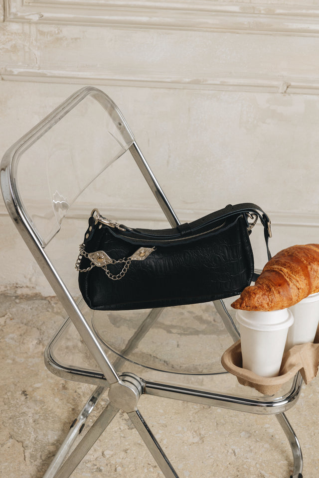 "RUSHMERE" BLACK NICKEL SHOULDER BAG