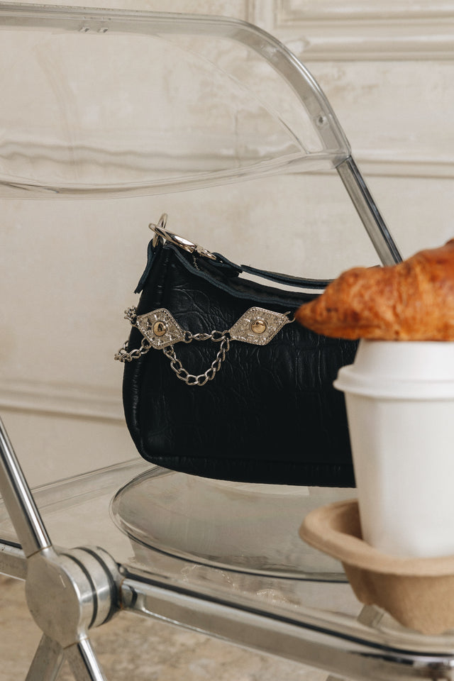 "RUSHMERE" BLACK NICKEL SHOULDER BAG