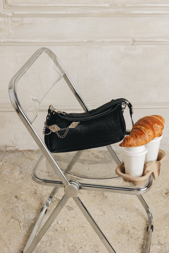 "RUSHMERE" BLACK NICKEL SHOULDER BAG