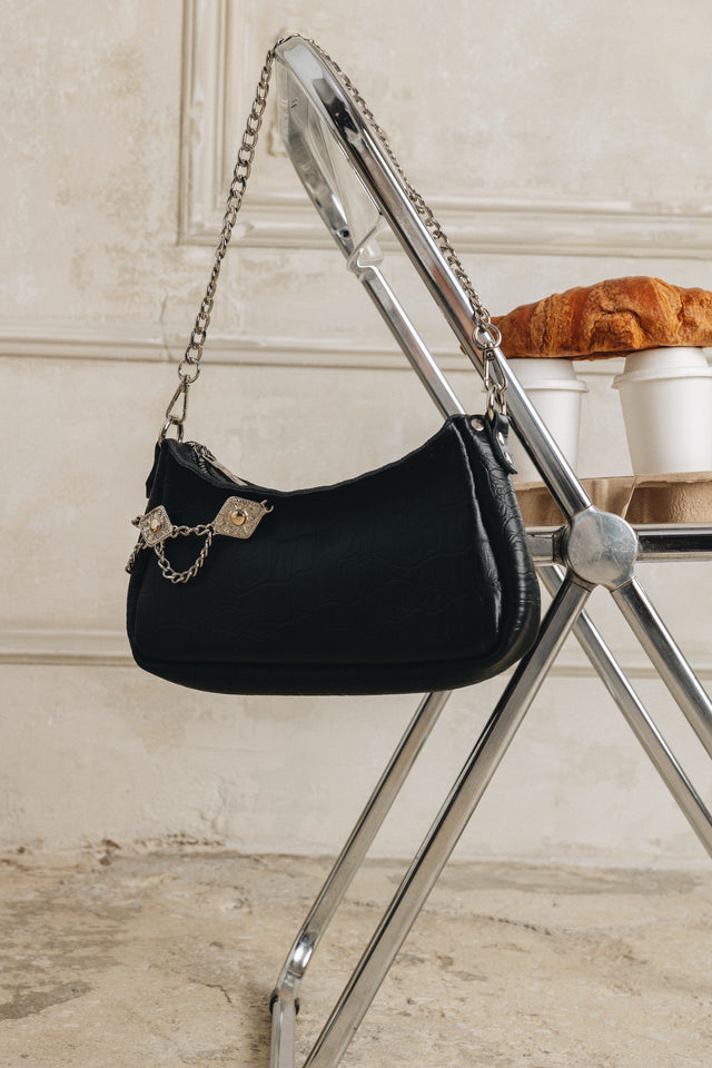 "RUSHMERE" BLACK NICKEL SHOULDER BAG