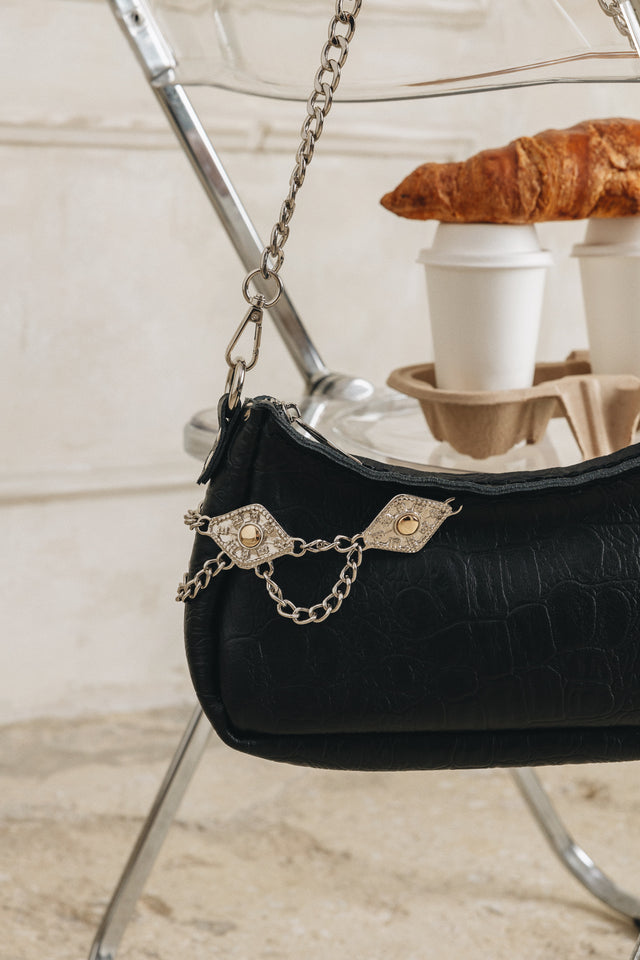 "RUSHMERE" BLACK NICKEL SHOULDER BAG