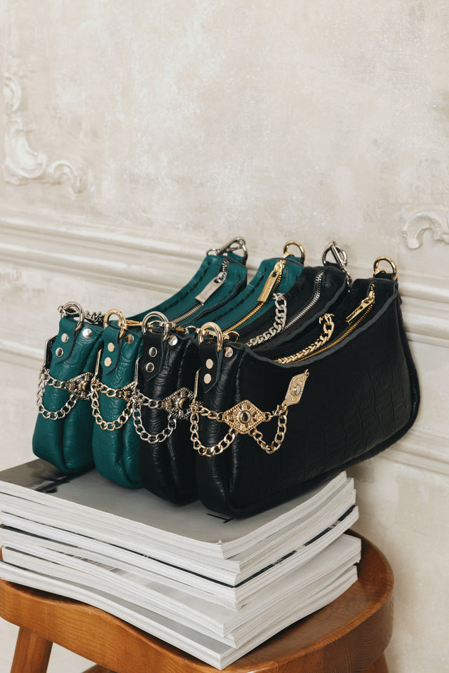 "RUSHMERE" BLACK NICKEL SHOULDER BAG