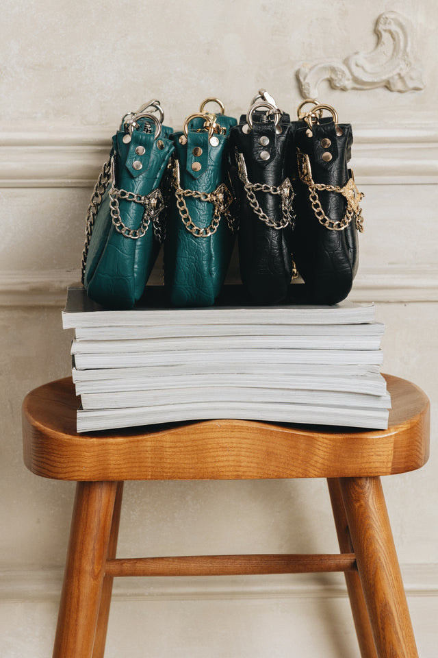 "RUSHMERE" BLACK GOLD SHOULDER BAG