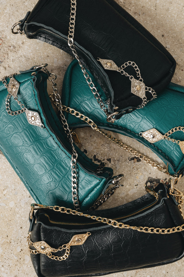 "RUSHMERE" BLACK NICKEL SHOULDER BAG