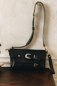 "REGRET ME" BLACK GOLD SHOULDER BAG