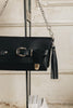 "REGRET ME" BLACK NICKEL SHOULDER BAG