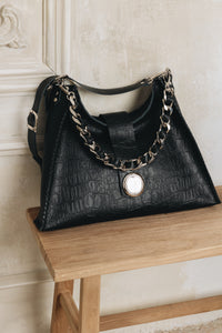"TO THE WILDER" BLACK NICKEL SHOULDER BAG