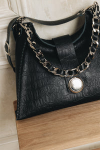 "TO THE WILDER" BLACK NICKEL SHOULDER BAG