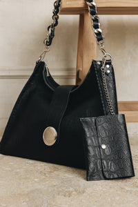 "TO THE WILDER" BLACK NICKEL SHOULDER BAG