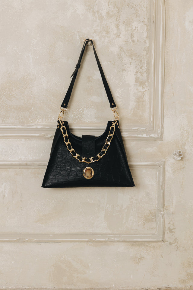 "TO THE WILDER" BLACK GOLD SHOULDER BAG