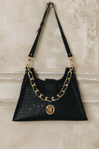 "TO THE WILDER" BLACK GOLD SHOULDER BAG