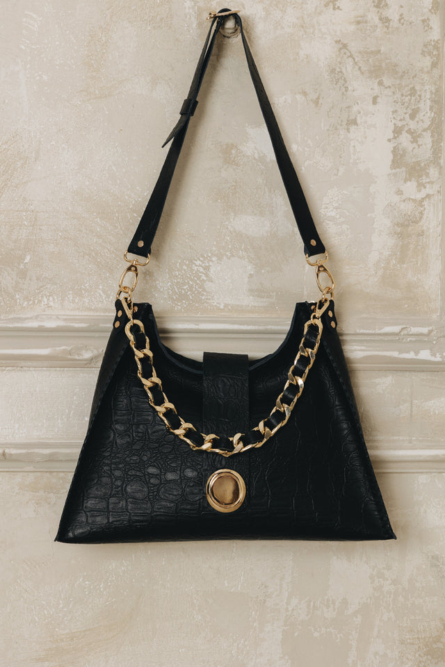 "TO THE WILDER" BLACK GOLD SHOULDER BAG