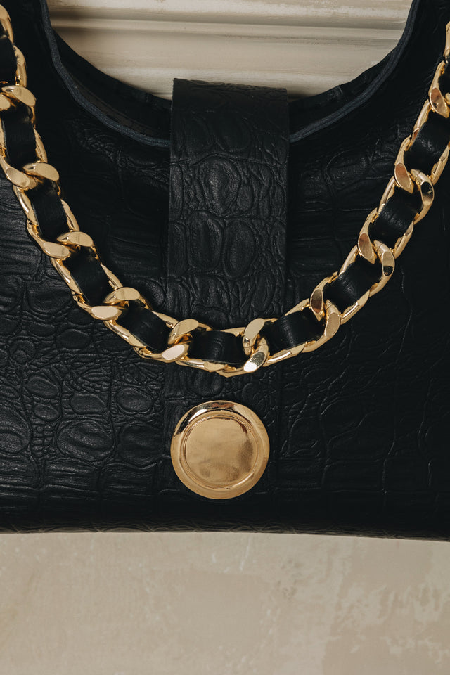 "TO THE WILDER" BLACK GOLD SHOULDER BAG
