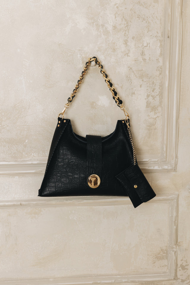 "TO THE WILDER" BLACK GOLD SHOULDER BAG