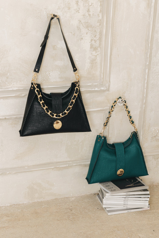 "TO THE WILDER" BLACK GOLD SHOULDER BAG