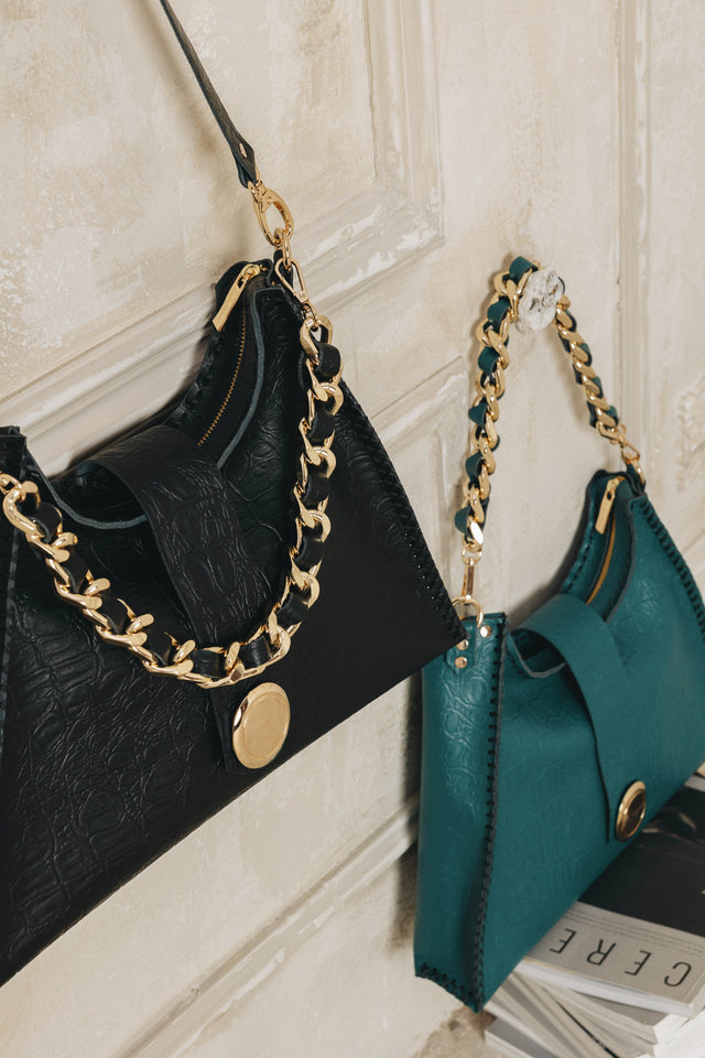 "TO THE WILDER" BLACK GOLD SHOULDER BAG