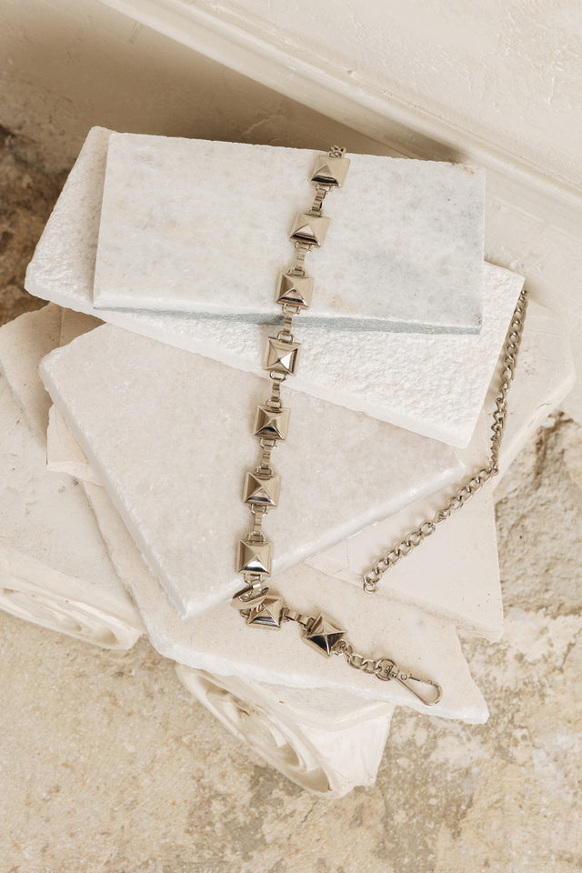 "RECKLESS" SILVER CHAIN BELT