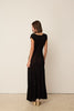 KNIT LINEN FLARED DRESS BLACK