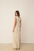 BEIGE KNITTED LINEN FLARED DRESS