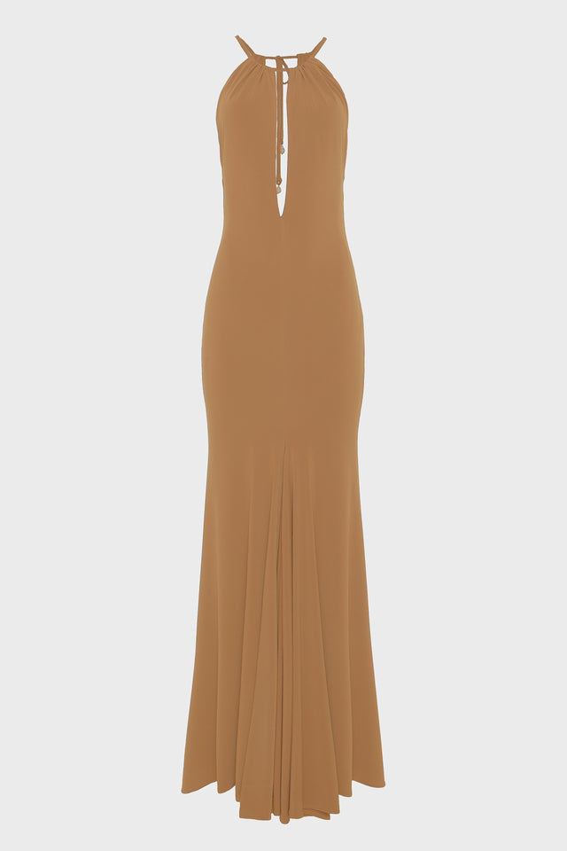 EARTH LONG DRESS BROWN
