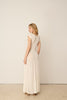 WHITE KNITTED LINEN FLARED DRESS