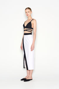 VICE MIDI SKIRT WHITE/BLACK