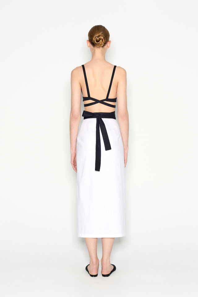VICE MIDI SKIRT WHITE/BLACK